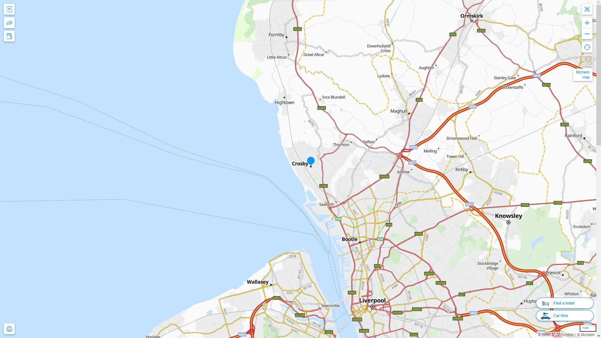 Crosby Royaume Uni Autoroute et carte routiere